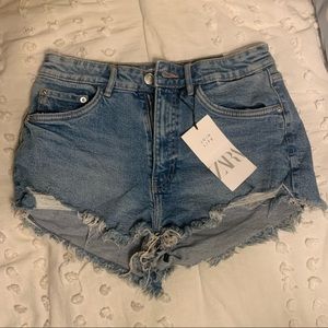 Zara High Waisted Jean Shorts